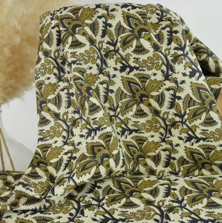 Tissu Indien Block Print Anegundi fond lin