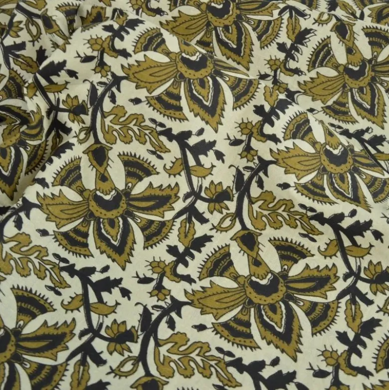 Tissu Indien Block Print Anegundi fond lin