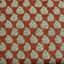 Tissu Indien Block Print Chopta fond terracotta