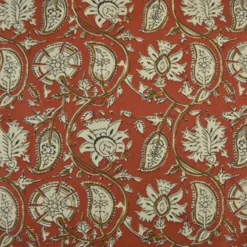 Tissu Indien Block Print Nirona fond terracotta