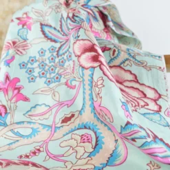 Tissu Indien Block Print Omiraj fond Bleu - kalamkari