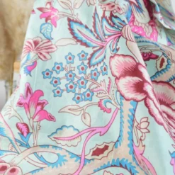 Tissu Indien Block Print Omiraj fond Bleu - kalamkari