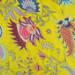 Tissu Indien Block Print Prayan fond jaune - kalamkari