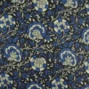 Tissu Indien Block Print Sanganer fond bleu marine