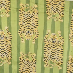 Tissu Indien Block Tigres - vert amande
