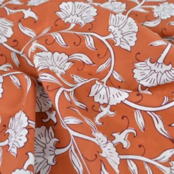 Tissu indien en voile de coton Raghil – Motif floral fond Camel
