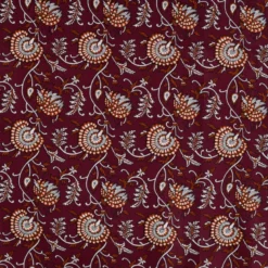 Tissu indien en voile de coton Ishvarin – Motif floral fond Cognac