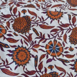 Tissu indien en voile de coton Mandawa – Motif fleurs Cognac