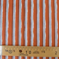 Tissu indien en voile de coton Lachung – Motif rayures Cognac