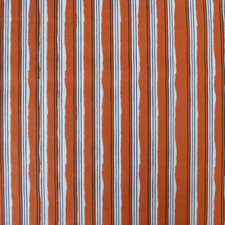 Tissu indien en voile de coton Lachung – Motif rayures Cognac