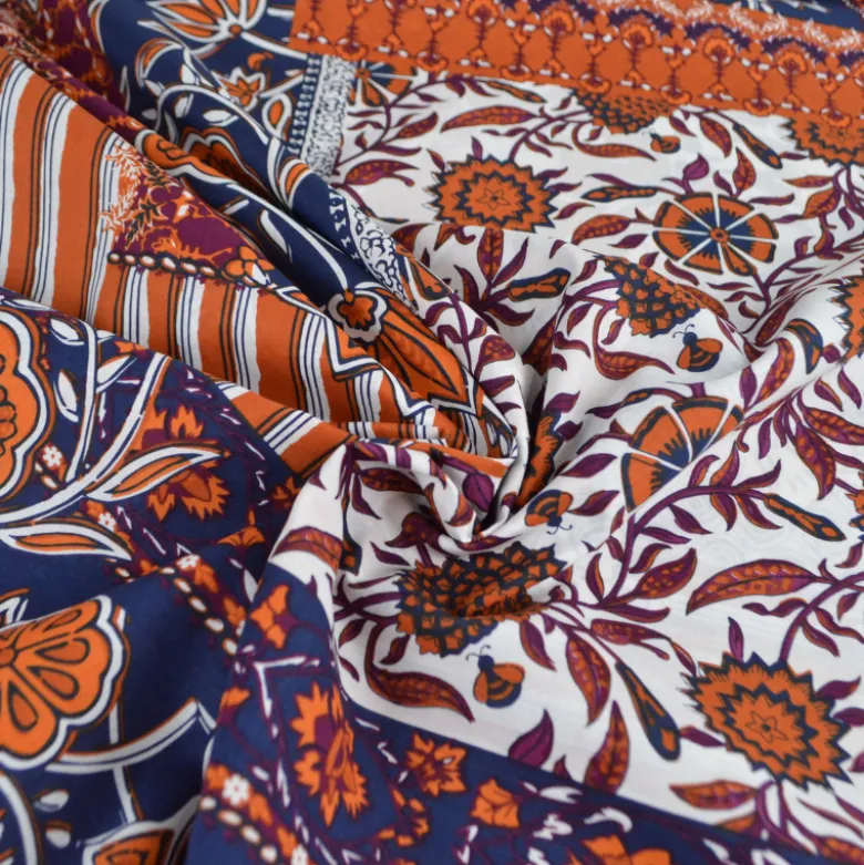 Tissu indien en voile de coton Samarit – Motif Patchwork