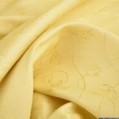 Tissu Jacquard dessin fleurs lierre moutarde