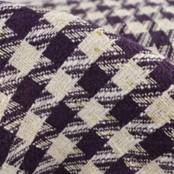 Tissu jacquard effet tweed motif pied-de-poule violet avec fil lurex doré