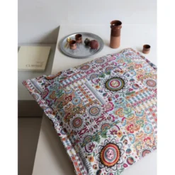 Tissu jacquard Ethnic motif fleuri multicouleurs - Made in france