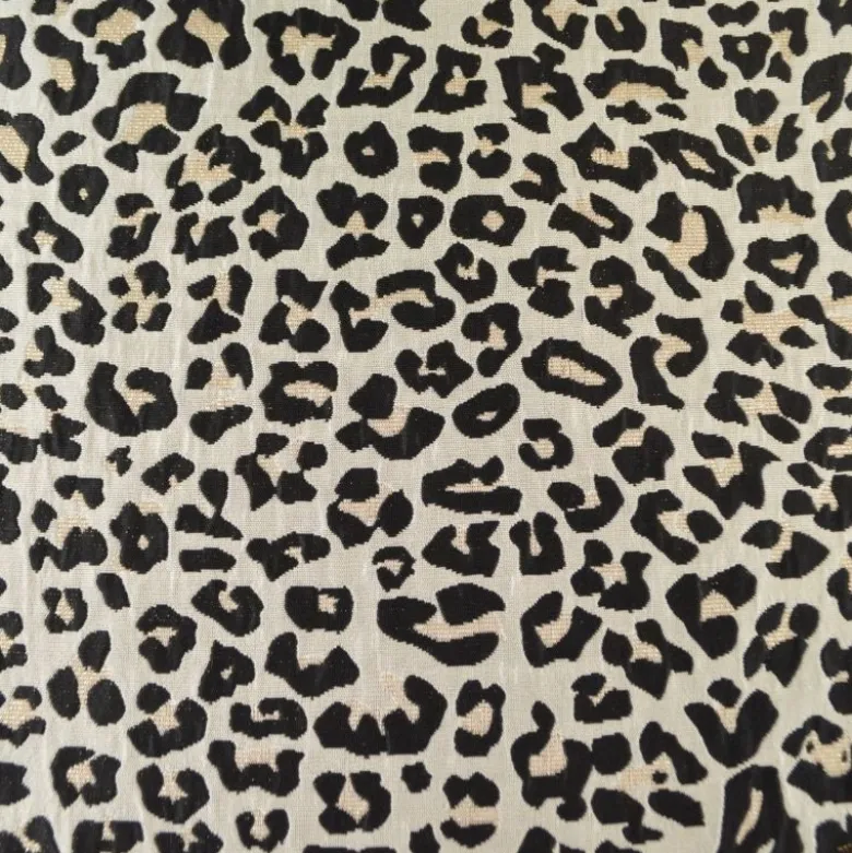 Tissu jacquard Habillement Leopard Lurex beige et Noir