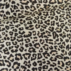 Tissu jacquard Habillement Leopard Lurex beige et Noir