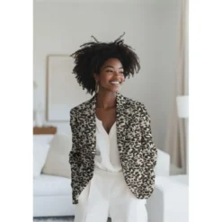 Tissu jacquard Habillement Leopard noir et doré fond beige
