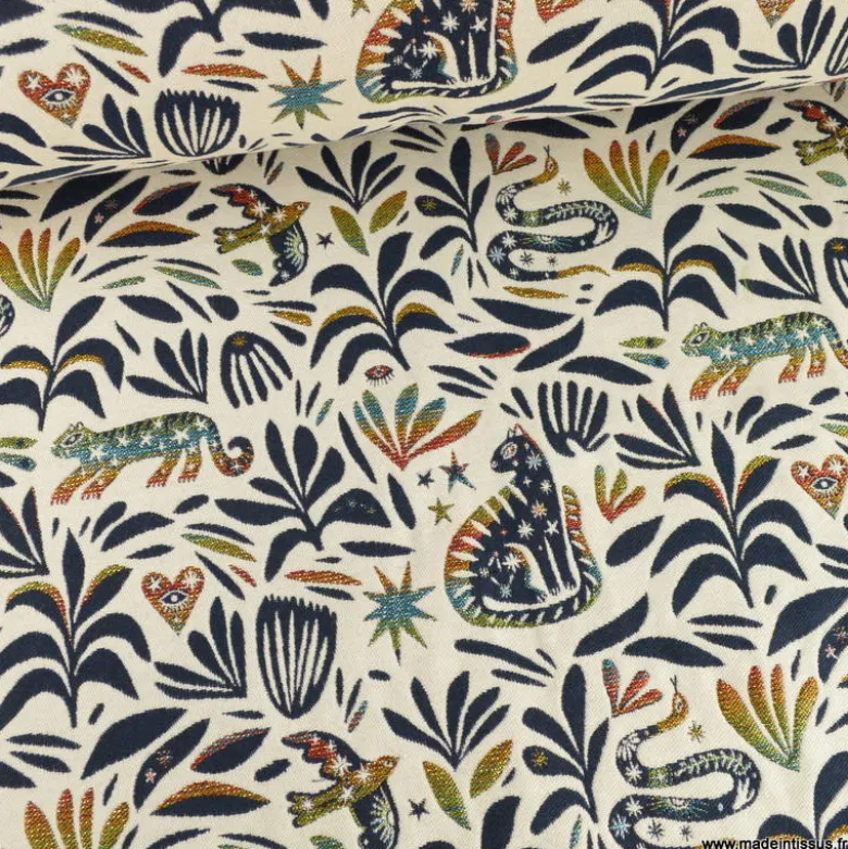 Tissu jacquard Jungle Mystic multicouleurs