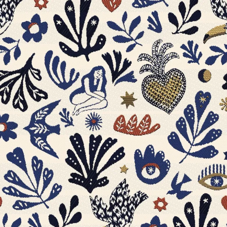 Tissu jacquard Mage bleu d'ameublement - made in france
