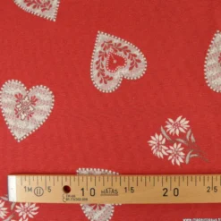 Tissu Jacquard Praloup All over rouge - Grande largeur
