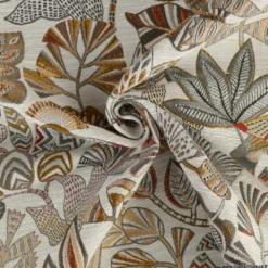 Tissu jacquard Sarong motif exotique fond lin - Made in france