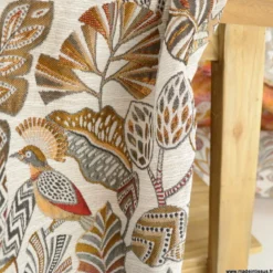 Tissu jacquard Sarong motif exotique fond lin - Made in france