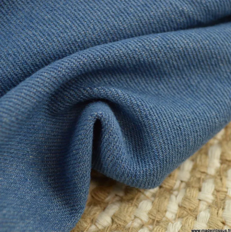 Tissu jean coton bleu