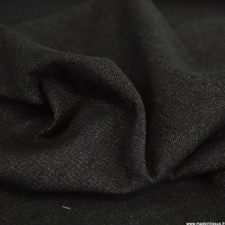 Tissu jean coton coloris noir