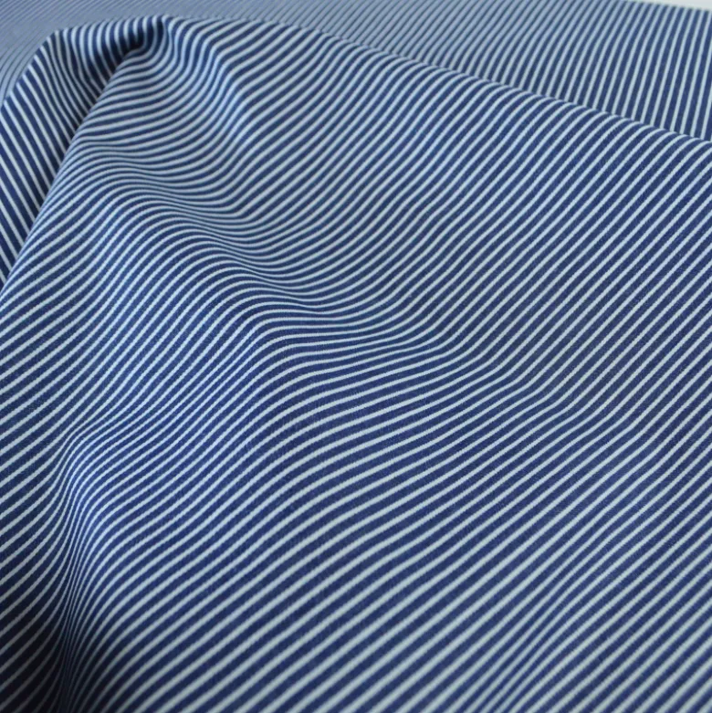 Tissu Jean Denim bleu à rayures blanches