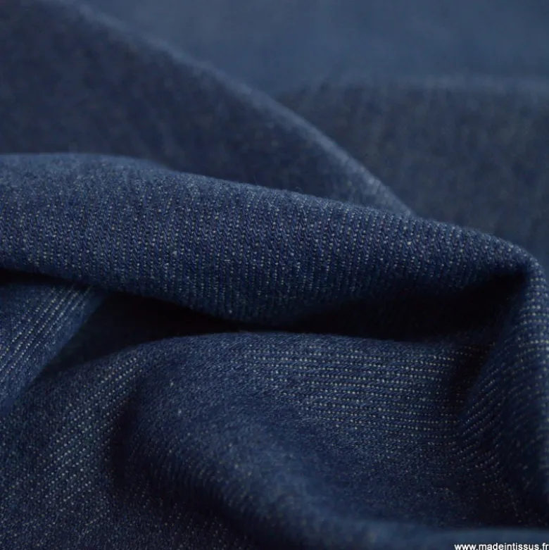 Tissu jean denim en coton lavé bleu foncé