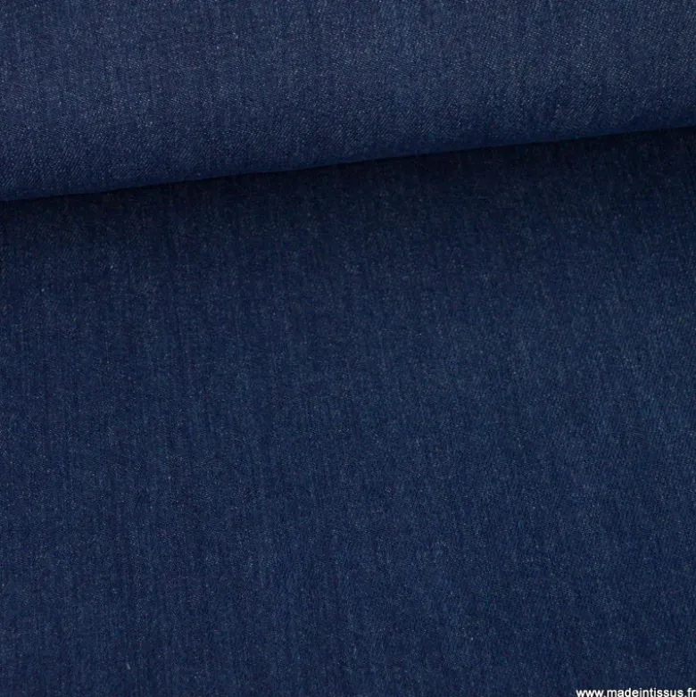Tissu jean denim en coton lavé bleu foncé