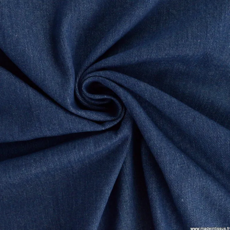 Tissu jean denim en coton lavé bleu foncé