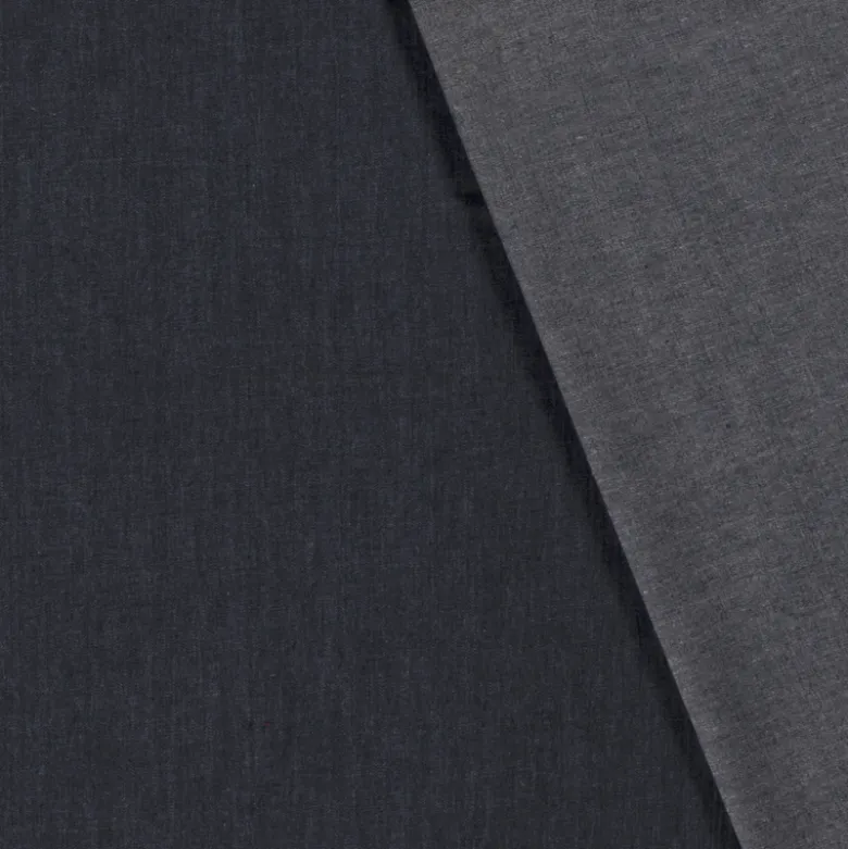 Tissu jean denim Fin et Souple en coton prélavé - bleu Marine