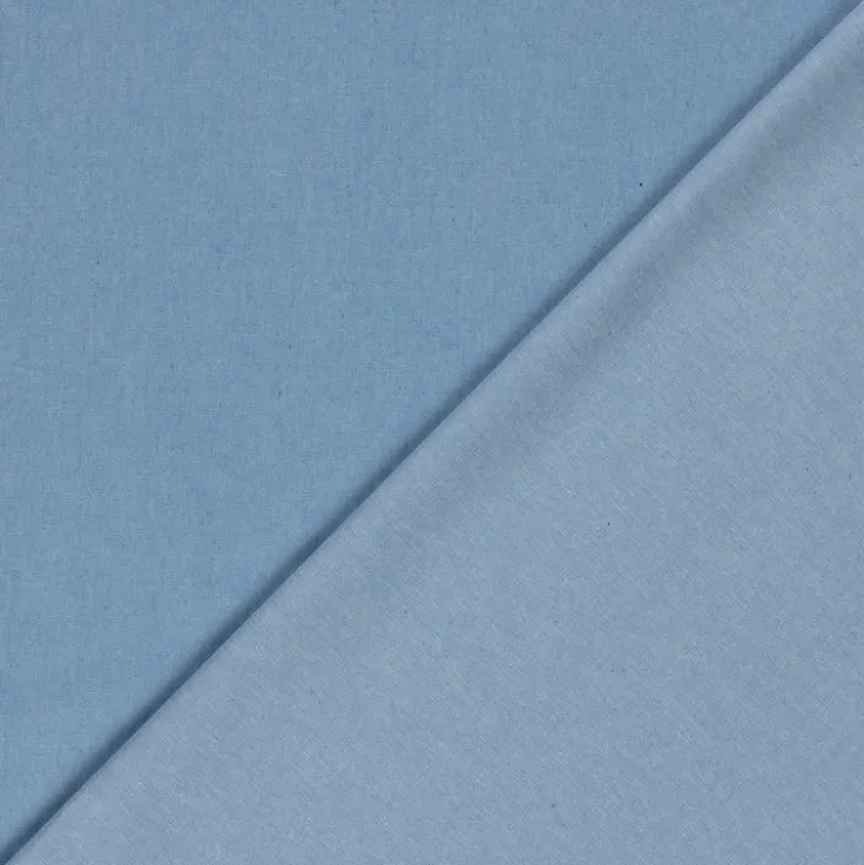 Tissu jean denim Fin et Souple en coton prélavé - bleu clair
