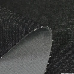 Tissu jean envers mousse résille noir