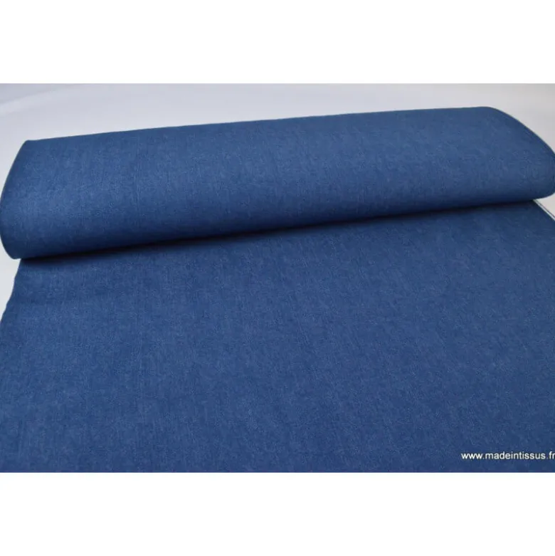 Tissu jean stretch coloris bleu denim