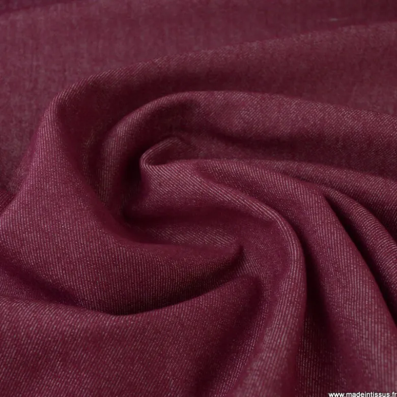 Tissu jean stretch coloris bordeaux
