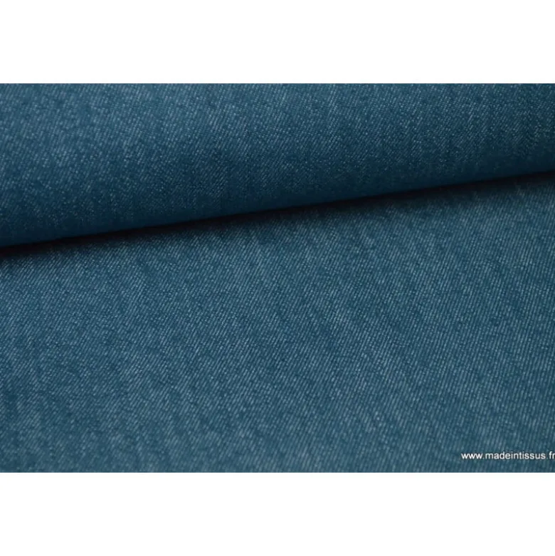 Tissu jean stretch coloris pétrole