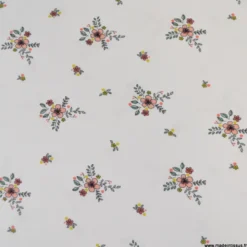 Tissu Jersey Bio motif fleurs fond blanc - Poppy