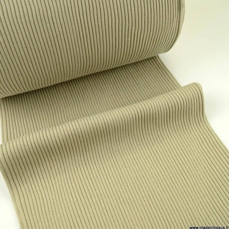 Tissu jersey Bord-côte Tubulaire côtelé Beige - oeko tex