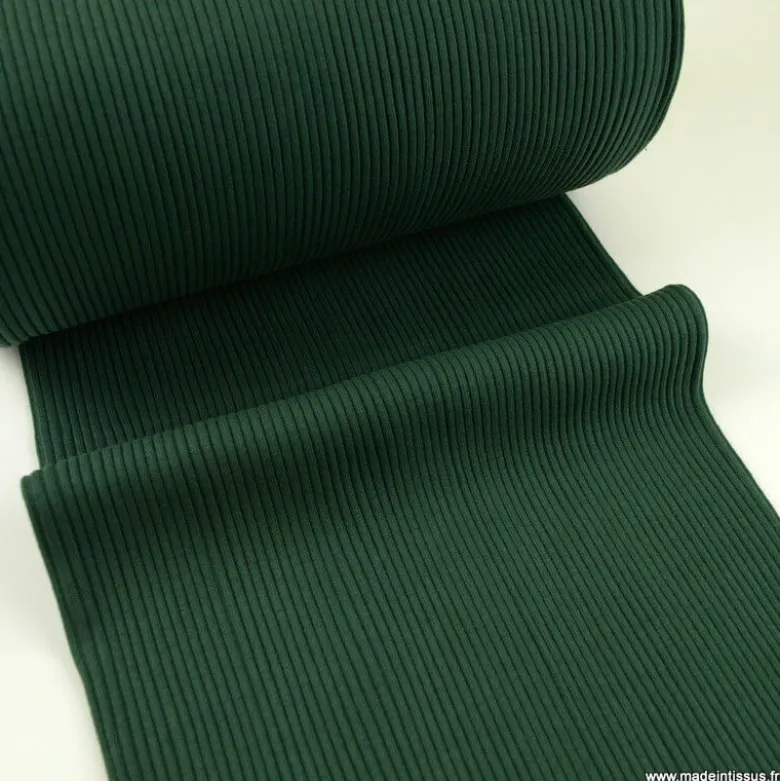 Tissu jersey Bord-côte Tubulaire côtelé vert bouteille - oeko tex