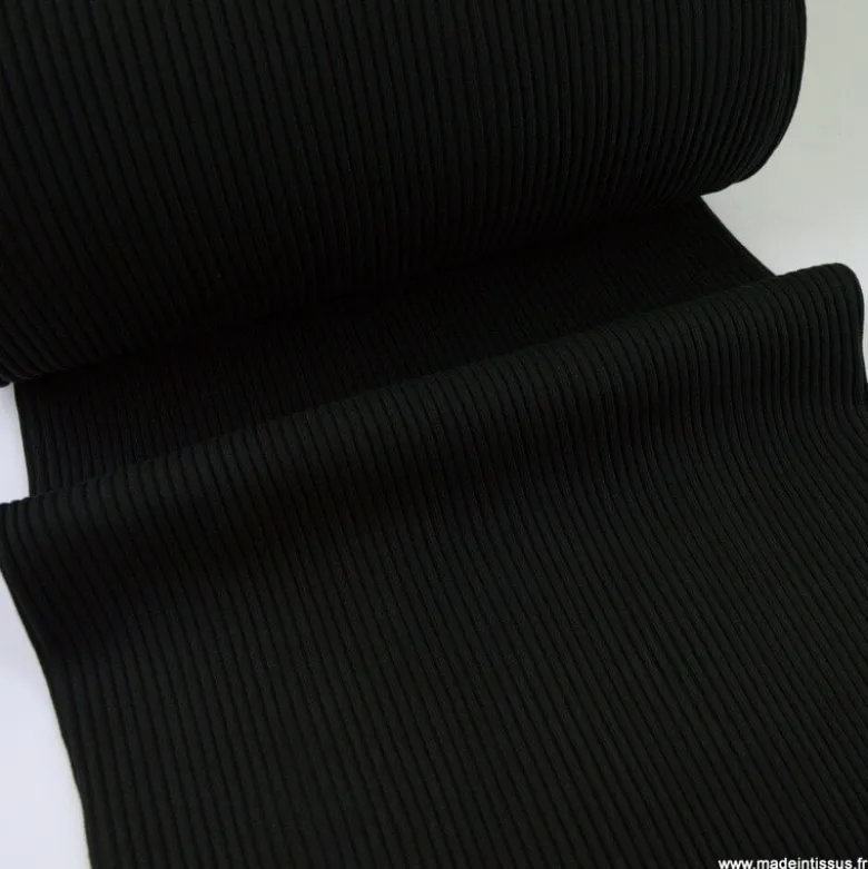 Tissu jersey Bord-côte Tubulaire côtelé Noir - oeko tex