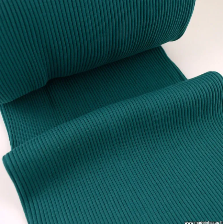 Tissu jersey Bord-côte Tubulaire côtelé Pétrole - oeko tex