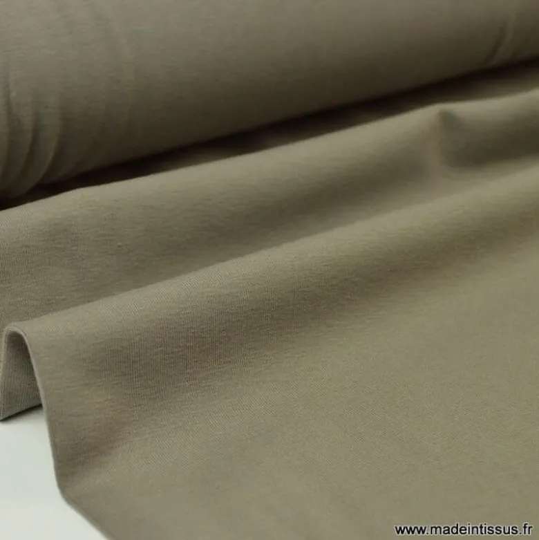 Tissu JERSEY coton élasthanne taupe - OEKO TEX
