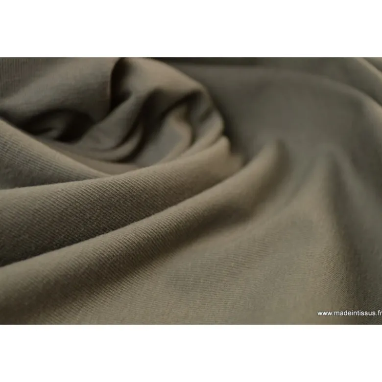 Tissu JERSEY coton élasthanne taupe - OEKO TEX