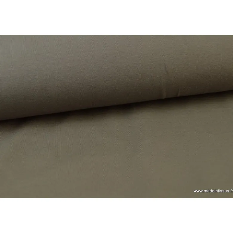 Tissu JERSEY coton élasthanne taupe - OEKO TEX
