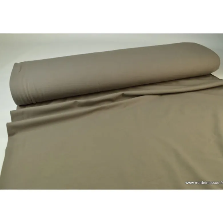 Tissu JERSEY coton élasthanne taupe - OEKO TEX