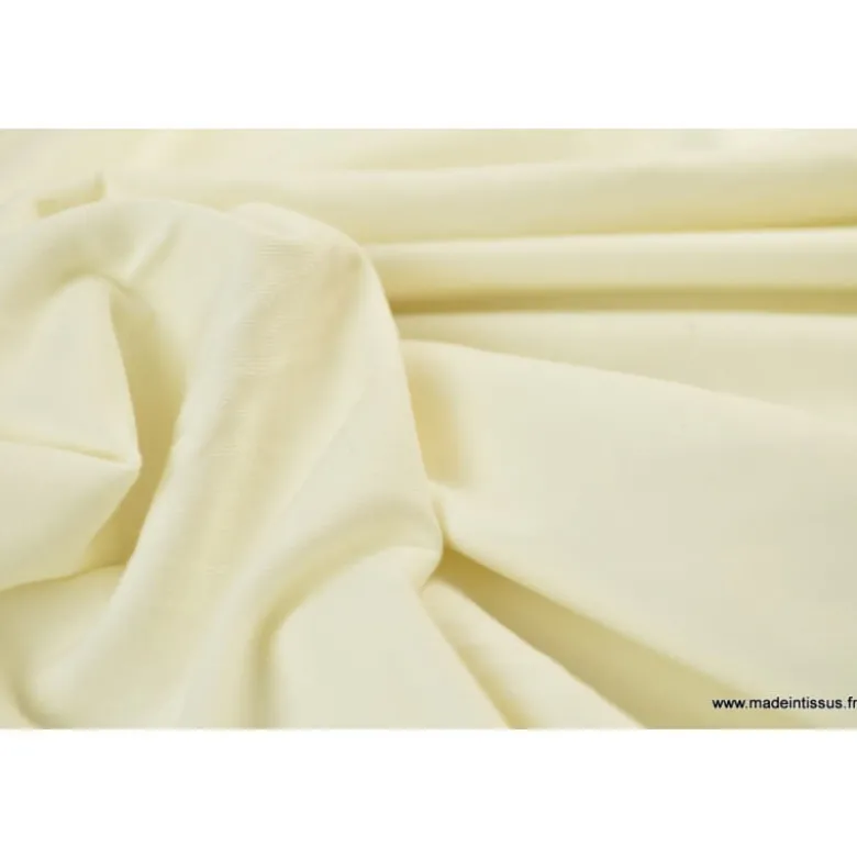 Tissu JERSEY coton élasthanne ivoire - OEKO TEX