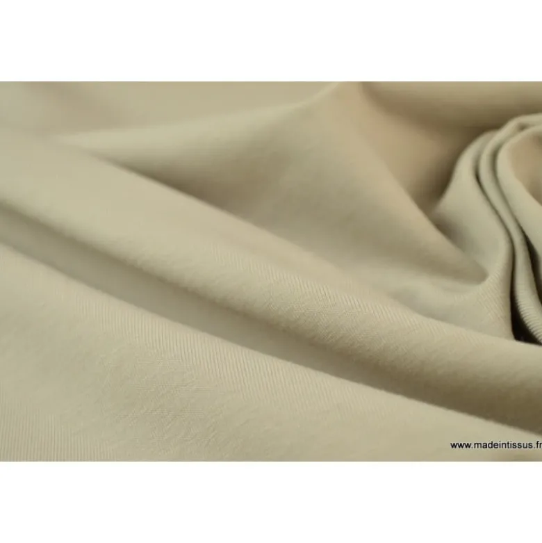 Tissu JERSEY coton élasthanne beige - OEKO TEX