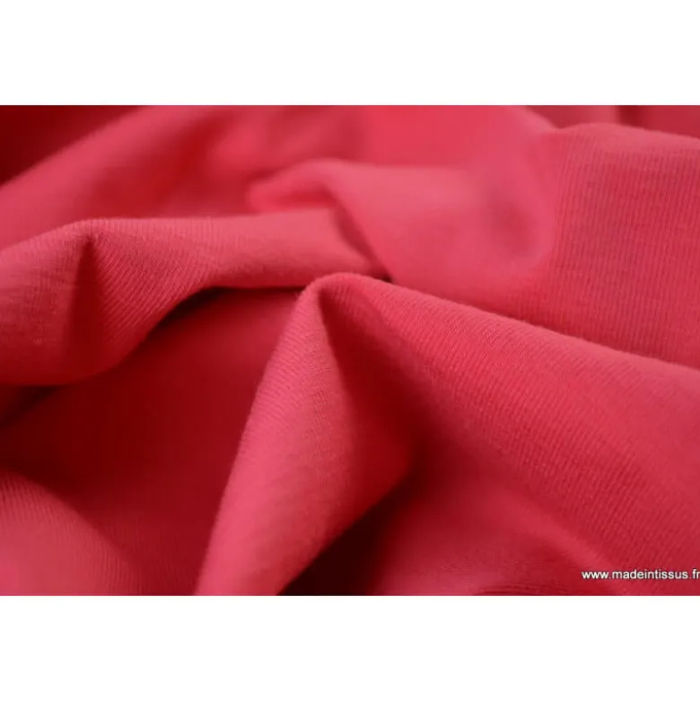 Tissu JERSEY coton élasthanne fraise - OEKO TEX